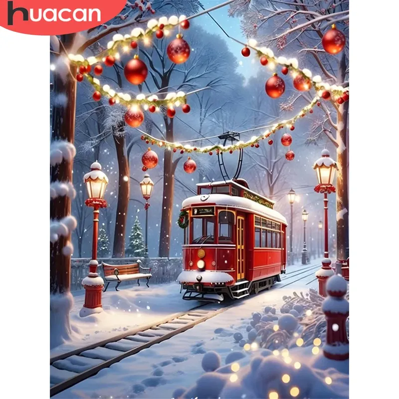 Diamantmalerei Bus Winterlandschaft Schnee 20 bis 70 cm