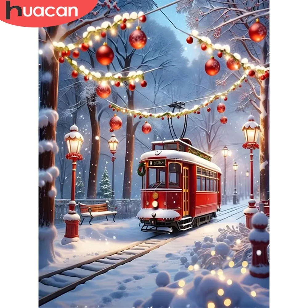 Diamantmalerei Bus Winterlandschaft Schnee 20 bis 70 cm