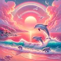 Diamantmalerei Delfin Himmel 20 bis 50 cm rund – 1
