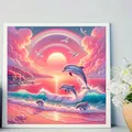 Diamantmalerei Delfin Himmel 20 bis 50 cm rund – 2