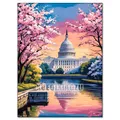 Diamantmalerei Digitale Landschaft Kirschblüten Turm mit Vollbohrern – Farbe FDX5608