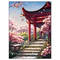 Diamantmalerei Digitale Landschaft Kirschblüten Turm mit Vollbohrern – Farbe FDX5611