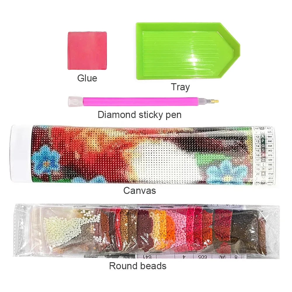 Diamantmalerei Digitale Landschaft Kirschblüten Turm mit Vollbohrern