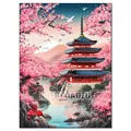 Diamantmalerei Digitale Landschaft Kirschblüten Turm mit Vollbohrern – Farbe FDX5602