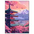 Diamantmalerei Digitale Landschaft Kirschblüten Turm mit Vollbohrern – Farbe FDX5609