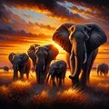 Diamantmalerei Elefant Sonnenuntergang 20 bis 50 cm rund oder quadratisch – Farbe 6478