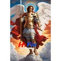 Diamantmalerei Erzengel Michael 25 bis 65 cm – Color hellgelb