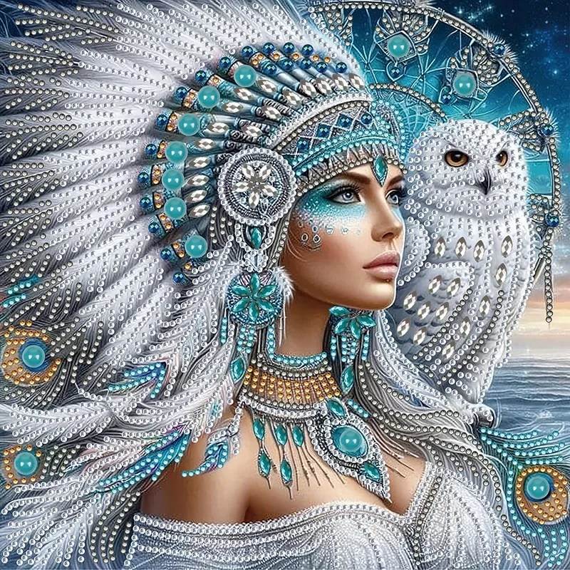 Diamantmalerei Frau Eule 30x30cm
