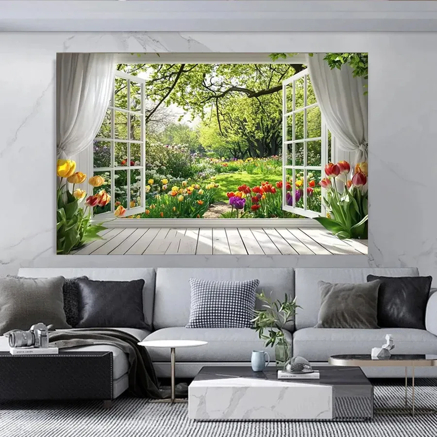 Diamantmalerei Frühlingsgarten Tulpen 20x25 bis 45x60 cm