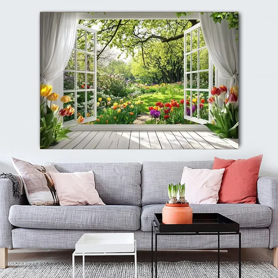 Diamantmalerei Frühlingsgarten Tulpen 20x25 bis 45x60 cm