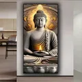 Diamantmalerei goldene Blumen Buddha 20 bis 60 cm rund oder eckig – 3