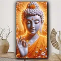 Diamantmalerei goldene Blumen Buddha 20 bis 60 cm rund oder eckig – Farbe EMG37912