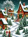 Diamantmalerei Haus Winterlandschaft 20 bis 70 cm rund oder eckig – Farbe 656