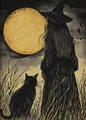 Diamantmalerei Hexe Katze Kürbis Mond 20 bis 70 cm – Farbe B12
