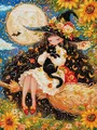 Diamantmalerei Hexe Schwarze Katze 45x60cm – 2