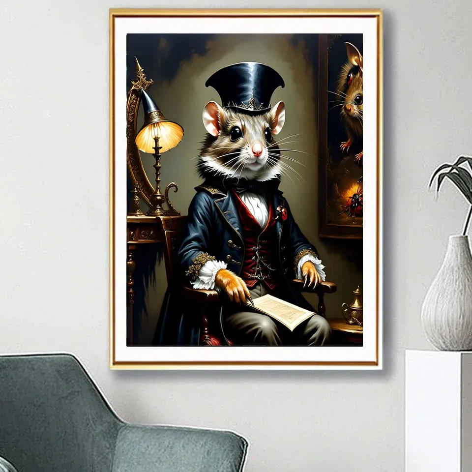 Diamantmalerei Hut Katze Waschbär 20x25 bis 35x45 cm