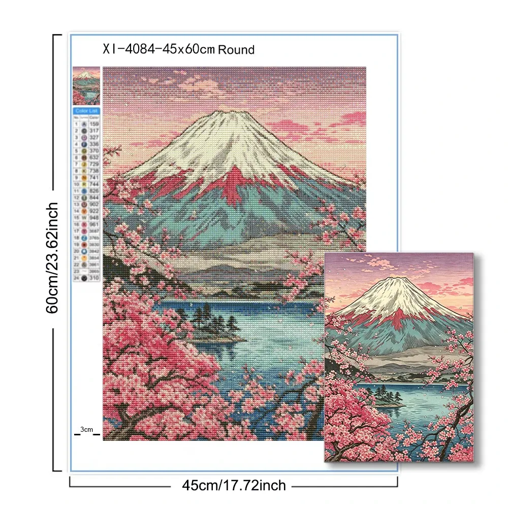 Diamantmalerei Japan Landschaft 20x30 bis 40x50cm