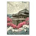 Diamantmalerei Japan Landschaft 20x30 bis 40x50cm – Farbe WEISS (XI-4083)