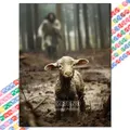 Diamantmalerei Jesus Kreuz 20 bis 70 cm rund oder eckig – Farbe dunkles Khaki (22)