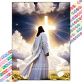 Diamantmalerei Jesus Kreuz 20 bis 70 cm rund oder eckig – Farbe Hellgrau (06)