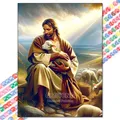Diamantmalerei Jesus Kreuz 20 bis 70 cm rund oder eckig – Farbe hellgrün (11)