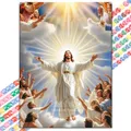 Diamantmalerei Jesus Kreuz 20 bis 70 cm rund oder eckig – Farbe WEISS (01)