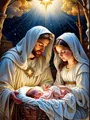 Diamantmalerei Jesus Maria 20 bis 70 cm – Farbe Gelb (A2)