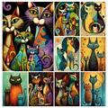 Diamantmalerei Katze abstrakt 20 bis 40 cm rund – 1