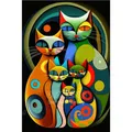 Diamantmalerei Katze abstrakt 20 bis 40 cm rund – Farbe KN2376