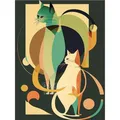 Diamantmalerei Katze abstrakt 20 bis 40 cm rund – Farbe KN2797