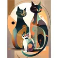 Diamantmalerei Katze abstrakt 20 bis 40 cm rund – Farbe KN2799