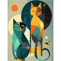 Diamantmalerei Katze abstrakt 20 bis 40 cm rund – Farbe KN2800