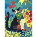 Diamantmalerei Katze abstrakt 20 bis 40 cm rund – Farbe KN2802