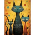 Diamantmalerei Katze abstrakt 20 bis 40 cm rund – Farbe KN2804