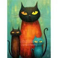 Diamantmalerei Katze abstrakt 20 bis 40 cm rund – Farbe KN2805