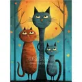 Diamantmalerei Katze abstrakt 20 bis 40 cm rund – Farbe KN2806