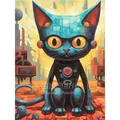 Diamantmalerei Katze abstrakt 20 bis 40 cm rund – Farbe KN2807