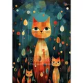 Diamantmalerei Katze abstrakt 20 bis 40 cm rund – Farbe KN2810