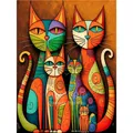 Diamantmalerei Katze abstrakt 20 bis 40 cm rund – Farbe KN2812