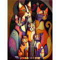 Diamantmalerei Katze abstrakt 20 bis 40 cm rund – Farbe KN2813