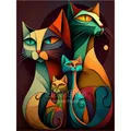 Diamantmalerei Katze abstrakt 20 bis 40 cm rund – Farbe KN2815