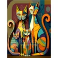 Diamantmalerei Katze abstrakt 20 bis 40 cm rund – Farbe KN2816