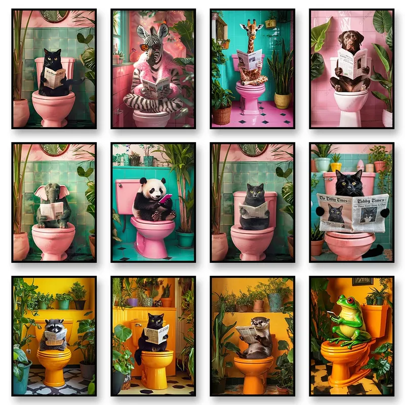 Diamantmalerei Katze auf Toilette Kreuzstich Mosaik Kits