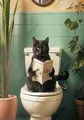 Diamantmalerei Katze auf Toilette Kreuzstich Mosaik Kits – Farbe HKQTA1132-1