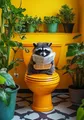 Diamantmalerei Katze auf Toilette Kreuzstich Mosaik Kits – Farbe HKQTA1132-11