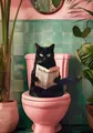 Diamantmalerei Katze auf Toilette Kreuzstich Mosaik Kits – Farbe HKQTA1132-12