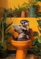 Diamantmalerei Katze auf Toilette Kreuzstich Mosaik Kits – Farbe HKQTA1132-14