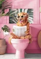 Diamantmalerei Katze auf Toilette Kreuzstich Mosaik Kits – Farbe HKQTA1132-16