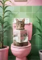 Diamantmalerei Katze auf Toilette Kreuzstich Mosaik Kits – Farbe HKQTA1132-17