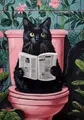 Diamantmalerei Katze auf Toilette Kreuzstich Mosaik Kits – Farbe HKQTA1132-18